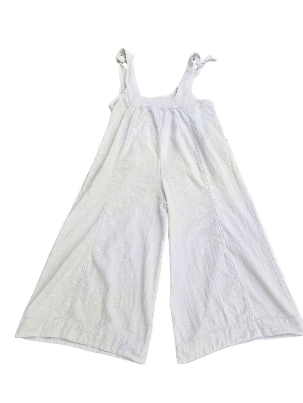 Free People Overalls Sz L Gauze Wide Leg Cotton Boho Festival Art To Wear.Flaws